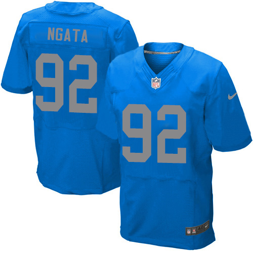 Men's Elite Haloti Ngata Nike Jersey Blue Alternate - #92 NFL Detroit Lions